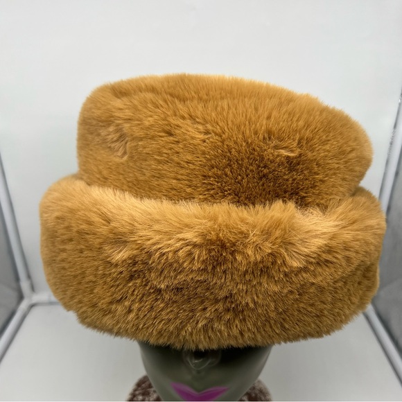 NEW ZARA Brown Faux Fur Oversized Bucket Hat sz S - Picture 3 of 6